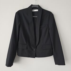 Zara Shawl Collar Single Button Jacket Blazer S Black NWOT